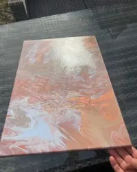 Obraz abstrakcyjny ręcznie malowany 50x60 cm fluid art miedź brąz — ujęcie 3
