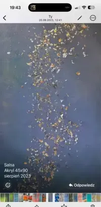 Obraz abstrakcyjny „Salsa” 45 × 90 cm – ręcznie malowany oryginał — ujęcie 3