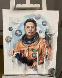 Obraz "Elon Musk", 50x70 cm, płótno/olej. — ujęcie 2