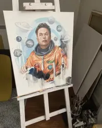 Obraz "Elon Musk", 50x70 cm, płótno/olej. — ujęcie 3