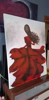 Obraz kobieta w czerwieni 70x100 cm nowoczesny glamour — ujęcie 4