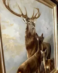 Obraz myśliwski Jeleń szlachetny 1873r. MUZEUM — ujęcie 5