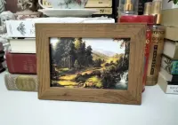 Obraz obrazek w drewnianej ramie pejzaż widok retro vintage prl — ujęcie 2