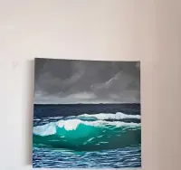 Obraz olejny 30x30 - Morskie fale, ręcznie malowany — ujęcie 3