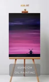 Obraz olejny 65×90 cm – pejzaż – ręcznie malowany — ujęcie 5
