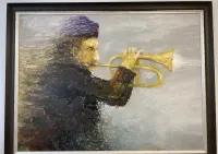 Obraz olejny „Jazz” – Marek Nowak, 72 × 57 cm, 2025 r. — ujęcie 2