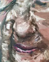 Obraz olejny na płótnie - ekspresyjny portret - 50x70 cm — ujęcie 4