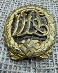 odznaka DRL sportowa 1j klasy pozłacana ww2 original — ujęcie 2