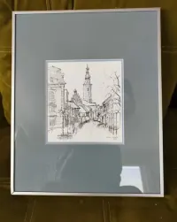 Oprawiony obraz młodego artysty/grafika łączona z akwarelą — ujęcie 3