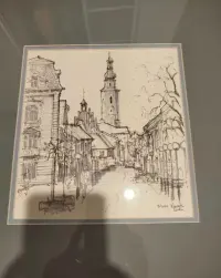 Oprawiony obraz młodego artysty/grafika łączona z akwarelą — ujęcie 2