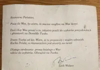 Oryginalna fotografia Donald Tusk i Lech Wałęsa – dwustronna, z listem Lecha Wałęsy na odwrocie | Pamiątka wyborcza. Wysylka gratis — ujęcie 2
