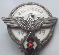 Oryginalna Odznaka Gausieger 1939 G. Brehmer Markneukirchen HJ Tombak — ujęcie 4