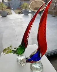 Para Królewskich Bażantów MURANO 42cm Adolfo Barbini Włochy 1960 Top — ujęcie 3
