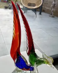 Para Królewskich Bażantów MURANO 42cm Adolfo Barbini Włochy 1960 Top — ujęcie 4