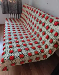 Piękna Vintage Narzuta- UNIKAT- tkana ręcznie--- Róże ---UNIKAT - PIĘKNA! — ujęcie 4