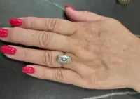 Pierścionek Art Deco Złoto 585 Platyna Diamienty 0.15ct Certyfikat — ujęcie 4