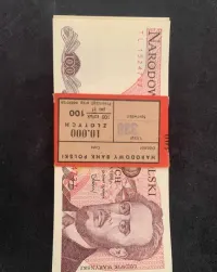 Plik banknotów 100zł z czasów PRL, Seria TL, Rok 1988 — ujęcie 3