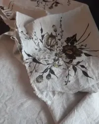 Płótno prl kawałek tkaniny surowy vintage babcia kwiaty wzory boho — ujęcie 5