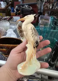 Porcelanowa, ceramiczna figurka bociana - Vintage Prl — ujęcie 2