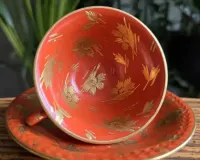 Porcelanowe duo (filiżanka i spodek) do mokki - Carl Tielsch. — ujęcie 5
