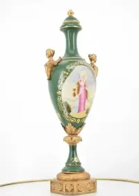 Porcelanowy Wazon - Amfora Waza - Zielona - Porcelana Ręcznie Malowana — ujęcie 3