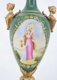 Porcelanowy Wazon - Amfora Waza - Zielona - Porcelana Ręcznie Malowana — ujęcie 5