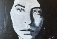 Portret w czerni i bieli akryl na płótnie — ujęcie 2