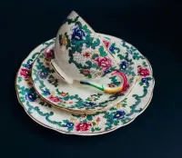 Przedwojenna ROYAL CAULDON  Stara Kolekcjonerska Filiżanka Angielska Ceramika Koronka Vintage — ujęcie 2