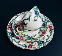Przedwojenna ROYAL CAULDON  Stara Kolekcjonerska Filiżanka Angielska Ceramika Koronka Vintage — ujęcie 5