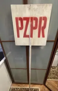 Pzpr szyld znak transparent PRL komuna vintage drewniany oryginalny — ujęcie 3