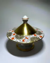 Ręcznie malowana porcelanowa bomboniera art deco Bavaria Ullersricht-Weiden lata 20 antyk vintage — ujęcie 4
