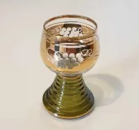 Retro Vintage Kieliszek 50 ml zielono - złoty motyw winorośli Remer — ujęcie 3