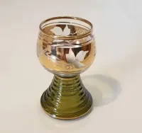 Retro Vintage Kieliszek 50 ml zielono - złoty motyw winorośli Remer — ujęcie 4