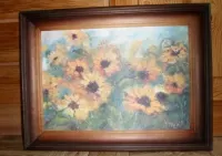 Rudbekie - obraz, sygnowana reprodukcja w ramie 60x45 — ujęcie 4