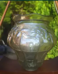 Rustykalna Lampa drewno, szkło wisząca PRL — ujęcie 5