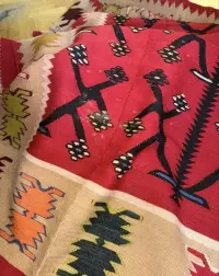 Rzadki kilim huculski 4m ręcznie tkany czerwony vintage Karpaty — ujęcie 5