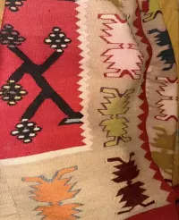 Rzadki kilim huculski 4m ręcznie tkany czerwony vintage Karpaty — ujęcie 3