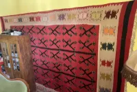 Rzadki kilim huculski 4m ręcznie tkany czerwony vintage Karpaty — ujęcie 4