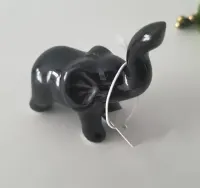 Słoń słonik figurka ceramiczna szkliwiona czarna * na szczęście * NOWA — ujęcie 4