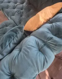 sofa kanapa narożnik CHESTERFIELD funkcja spania kanapa rogówka morska niebieska zielona pikowana antyczna XL U - forma Antyk Retro — ujęcie 5