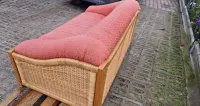 Sofa kanapa rattanowa z ratanu rattan naturalny oplot różowa ogrodowa taras — ujęcie 3