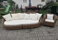 Sofa rattanowa fotel rattan NATURALNY gruby oplot KOKON na Ogród Taras kanapa krzesło — ujęcie 2