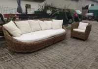 Sofa rattanowa fotel rattan NATURALNY gruby oplot KOKON na Ogród Taras kanapa krzesło — ujęcie 3