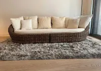 Sofa rattanowa fotel rattan NATURALNY gruby oplot KOKON na Ogród Taras kanapa krzesło — ujęcie 4