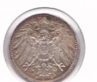 Srebrna moneta niemiecka z 1915 roku 1 Marka. — ujęcie 2