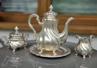 Srebrny serwis do kawy 830 Gebrüder Deyhle 1,56 kg komplet — ujęcie 2