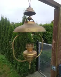 Stara lampa sufitowa wisząca mosiądz mosiężna mosiądzu — ujęcie 2