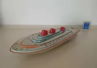 stara zabawka PRL blaszana łódź statek na kluczyk retro zabytek antyk — ujęcie 5