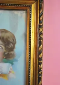 stara złota ramka obrazek lata 40 50 vintage retro kot kotek — ujęcie 4