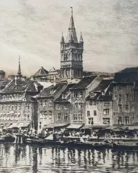 Starożytna rycina przedstawiająca targ rybny w Królewcu.Alfreda Jensena (1859–1935) — ujęcie 4